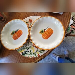 Pumpkin Design Ceramic Pie Plates